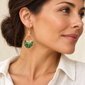 Green and Gold Pacific Geode Hand-Wrapped Statement Earrings