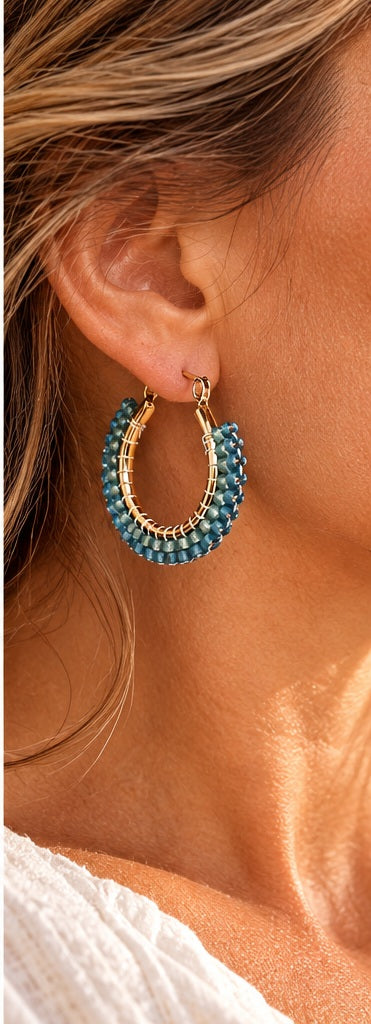 Azure Tide hoop earring lifestyle model photograph
