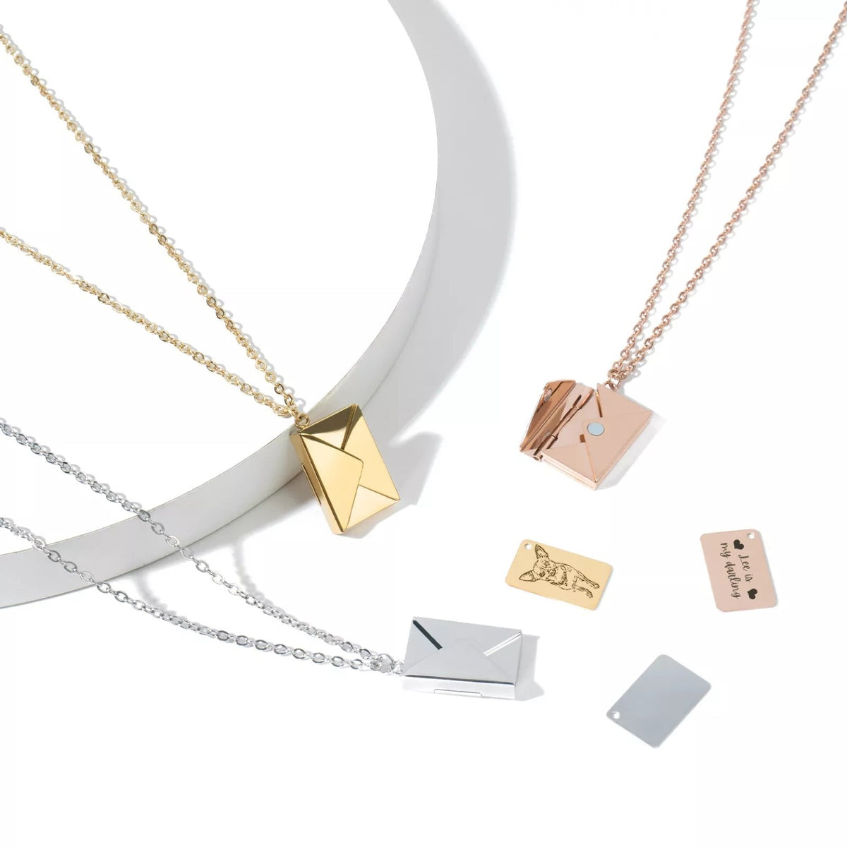 Personalised Envelope Locket Necklace – Engraved Message Keepsake ...