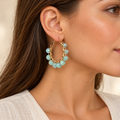 Aqua Cascade — Hand-Wrapped Crystal Hoop Earrings