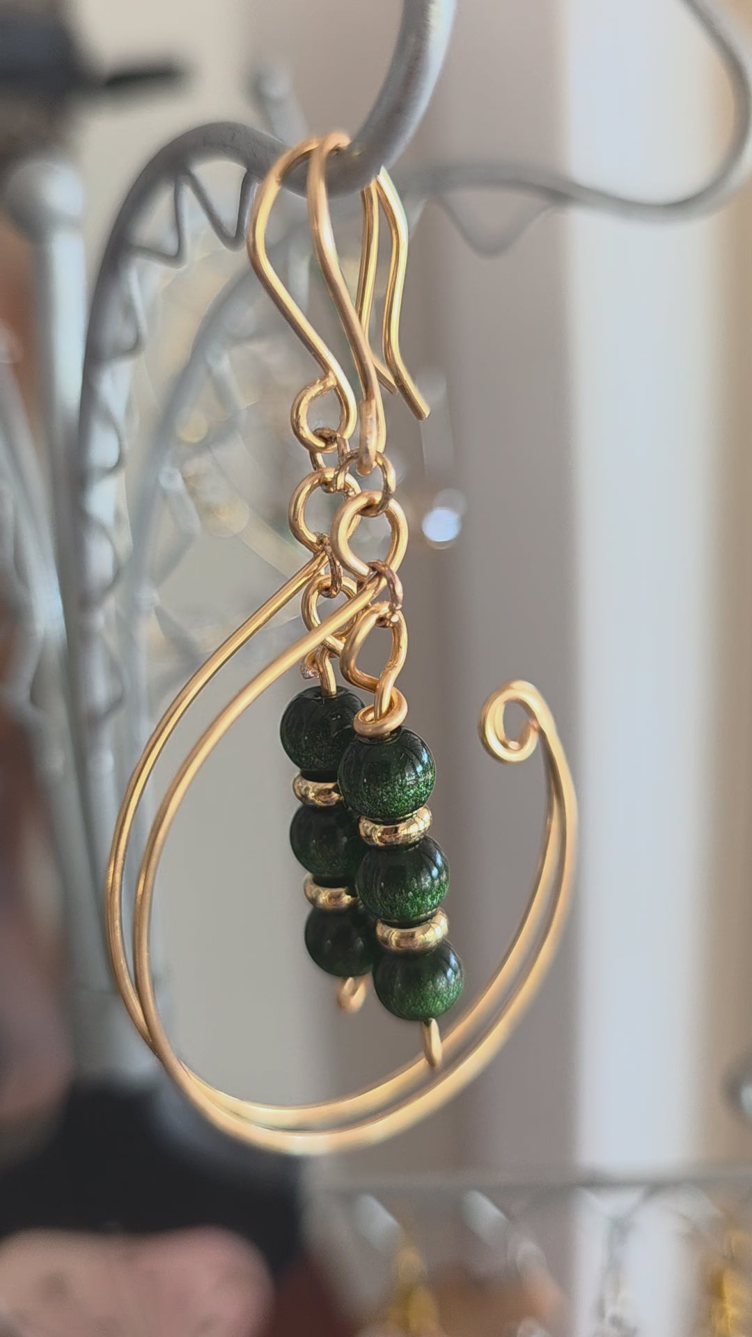 Pacific Moments 'Emerald Current' Dangly French Hook Earrings