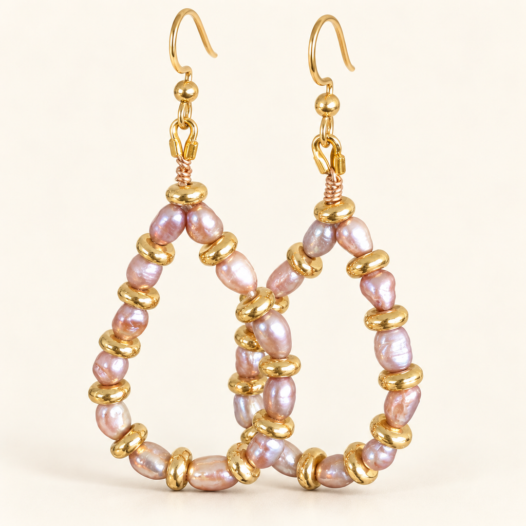 Blush Tide Pearl Drop Earrings
