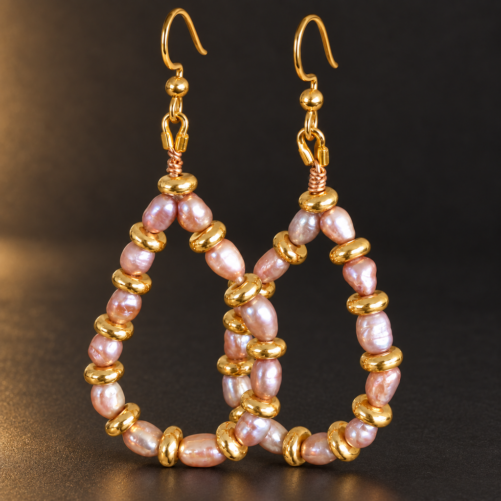 Blush Tide Pearl Drop Earrings