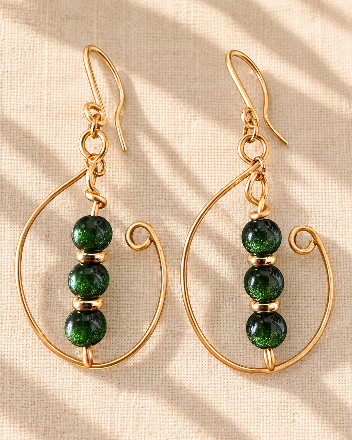 Pacific Moments 'Emerald Current' Dangly French Hook Earrings