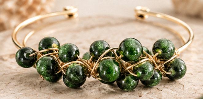 Emerald Tide Statement Bangle