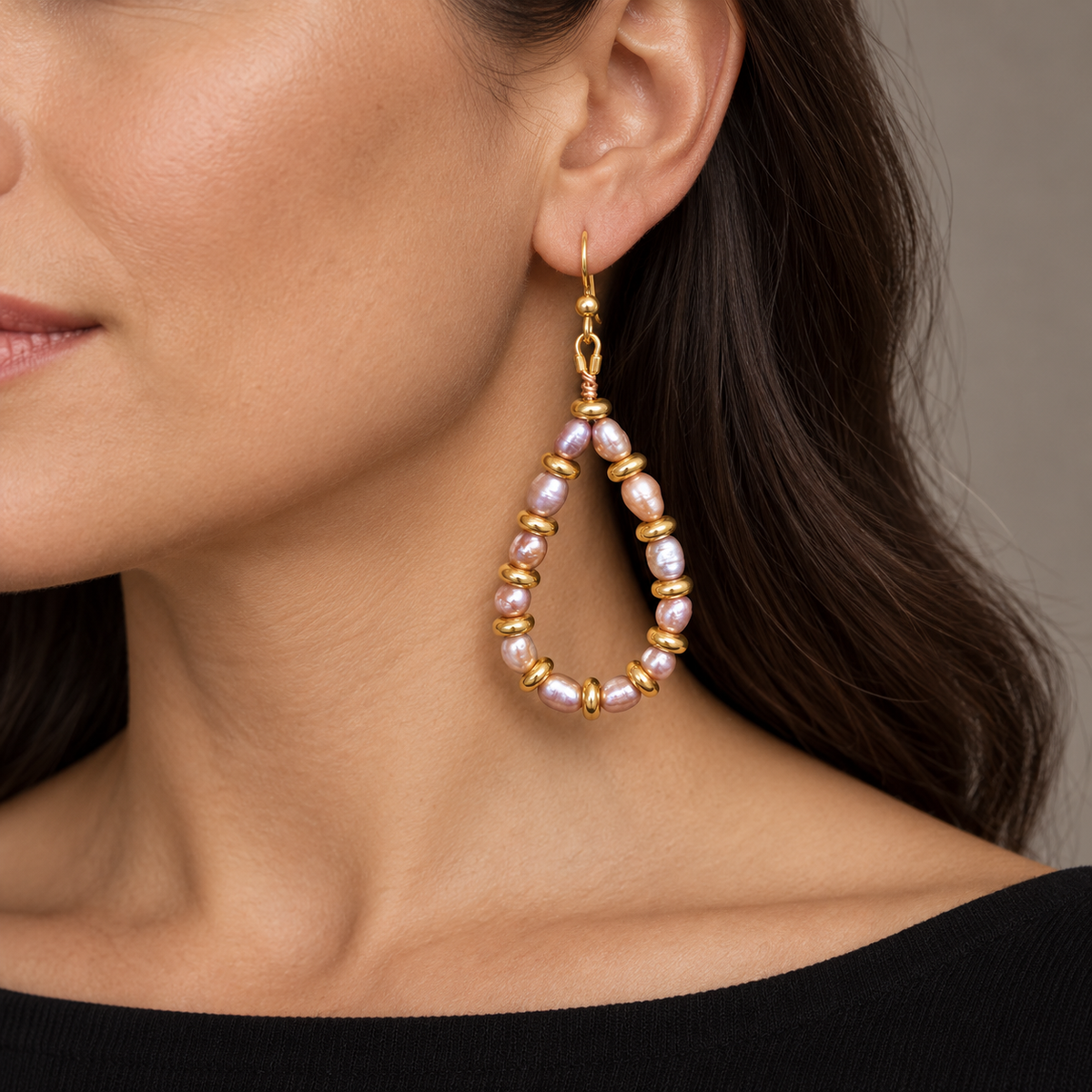 Blush Tide Pearl Drop Earrings