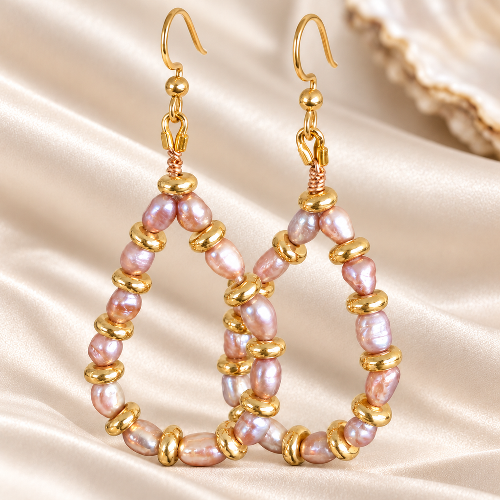 Blush Tide Pearl Drop Earrings
